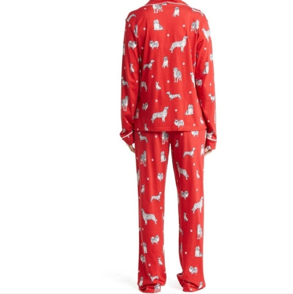 PJ Salvage Women's Pajama Set Women's Medium Red with dogs - Picture 2 of 9
